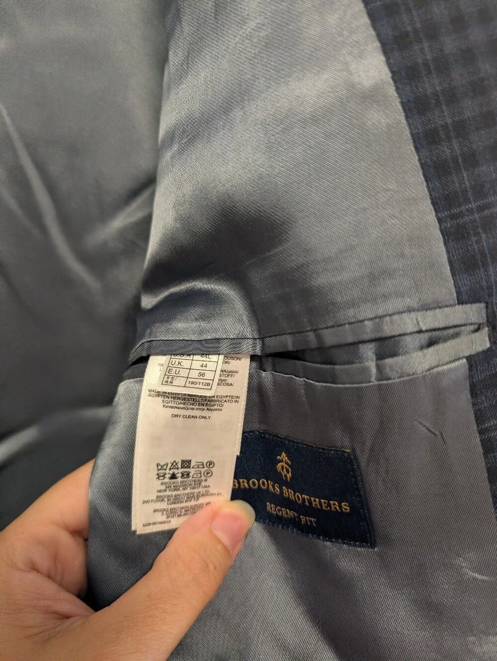 Brooks Brothers Regent Fit Blue Plaid Wool Sport Coat Blazer 44R